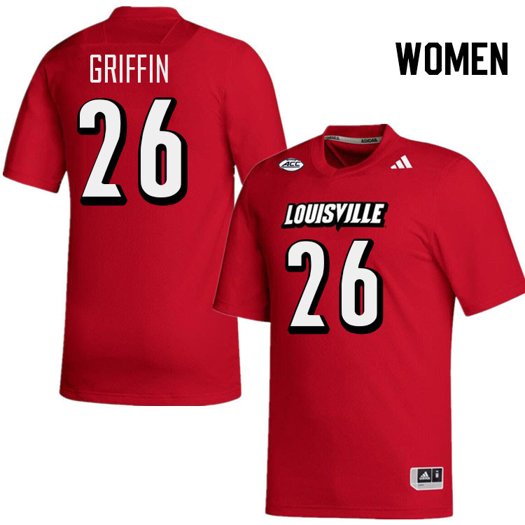 Women #26 M.J. Griffin Louisville Cardinals College Football Jerseys Stitched-Red